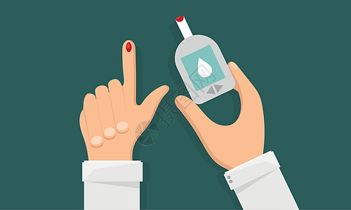 糖尿病的概念 人手握着测量血糖水平的仪表计胰岛素样本葡萄糖插图斗争医院技术手指活动仪表图片