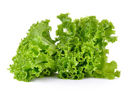 白色背景上孤立的新鲜绿色生菜树叶蔬菜食物叶子沙拉多叶植物营养图片
