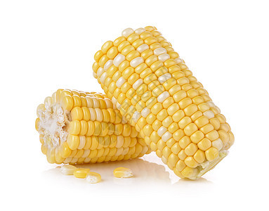 以玉米白背景耳朵营养棒子食物粮食白色绿色蔬菜生产叶子图片