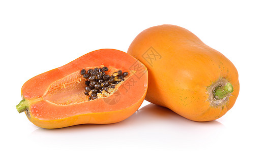 白色背景的木瓜甜点水果热带食物橙子种子饮食黄色图片