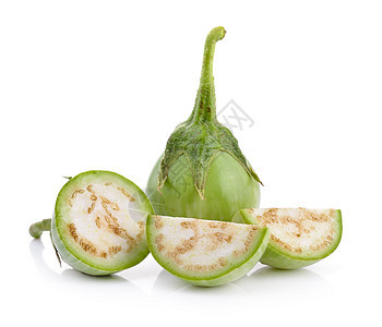 白背景的茄子绿色健康食物圆形白色蔬菜水果背景图片