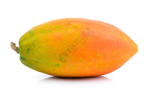 白色背景的木瓜食物甜点异国黄色热带情调橙子水果种子图片