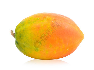 白色背景的木瓜异国种子橙子黄色水果情调食物热带甜点图片