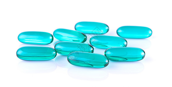白底隔离的蓝药片内含蓝色药丸药品胶囊图片