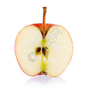 半红苹果在白背景上被孤立水果红色白色饮食食物图片