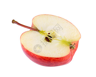 半红苹果在白背景上被孤立食物红色白色水果饮食图片