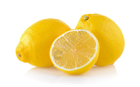 白色背景上孤立的柠檬叶子水果食物黄色果汁图片