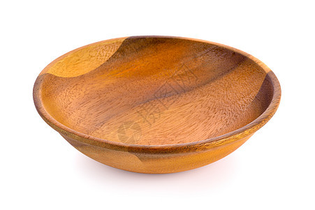 白色背景的木碗餐具厨房食物桌子圆圈圆形杯子盘子棕色图片