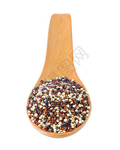 白本木勺中的昆诺阿种子勺子饮食营养红色白色粮食纤维食物图片