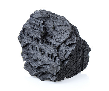 白背景的木炭白色石头矿物活力黑色工作室燃料资源力量岩石图片