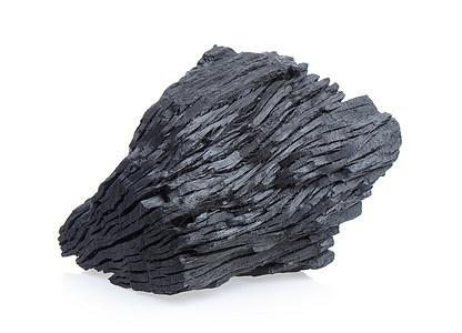 白背景的木炭石头工作室资源岩石燃料黑色活力白色化石矿物图片