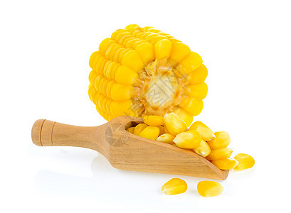 以玉米白背景收成宏观核心白色蔬菜黄色营养食物种子粮食图片