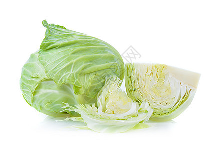 白色背景上的卷心菜沙拉叶子绿色多叶蔬菜花园食物饮食图片