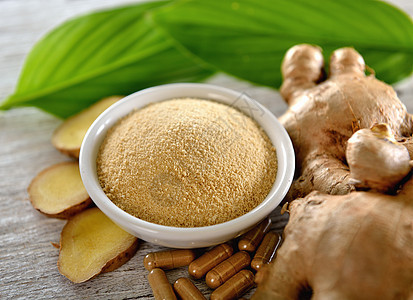 姜根和胶囊食物营养植物工作室棕色文化香料美食药品蔬菜图片