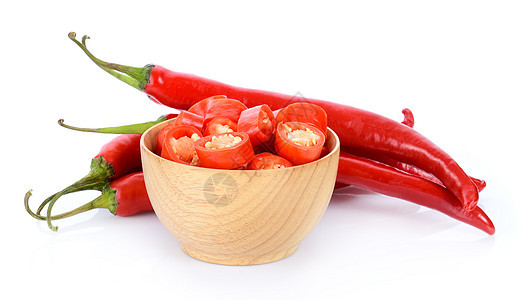 白色背景上的红辣椒红色食物香料绿色植物宏观胡椒蔬菜图片