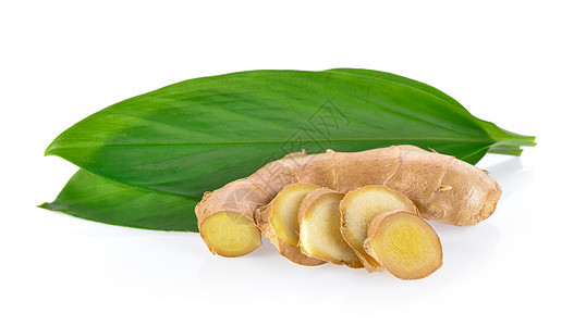 白背景上的姜根草本植物香料食物棕色美食香气药品植物蔬菜文化图片
