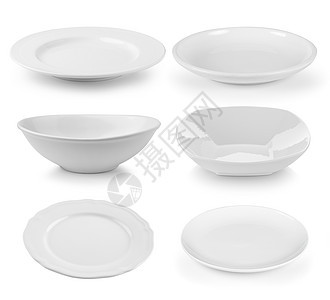 白背景的盘子碗用具餐厅烹饪工作室用餐午餐圆形空白厨房餐具图片