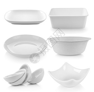 白背景的盘子碗圆形午餐厨房餐厅用具餐具空白白色用餐工作室图片