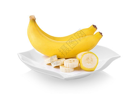 白底板(漂亮形状)的香蕉片图片