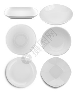 白背景的盘子碗餐具烹饪白色用餐工作室餐厅用具厨房食物圆圈图片