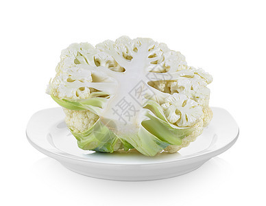 白背景的盘子花椰花绿色美食食物植物农业白色蔬菜叶子黄色图片