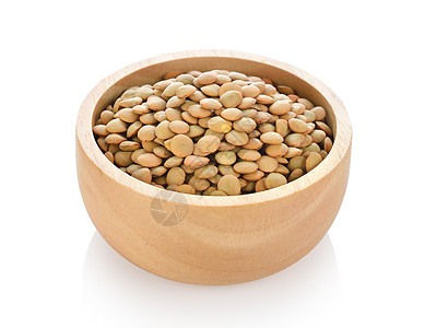 白色背景的碗里扁豆蔬菜种子饮食制品绿色食物棕色粮食红色陶瓷图片