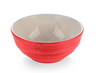 白背景上的空红色碗背景图片