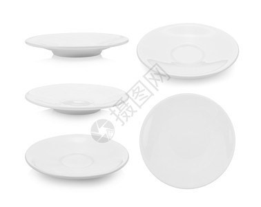 白色背景的白底盘正方形用餐圆圈餐具圆形餐厅陶器制品午餐空白图片