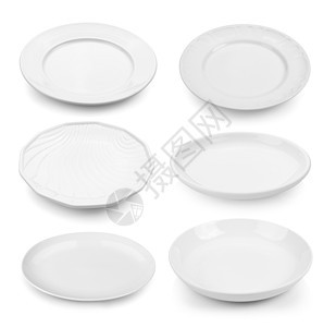 白色背景上孤立的板盘餐具早餐圆圈木头陶瓷美食烹饪午餐餐厅用餐图片