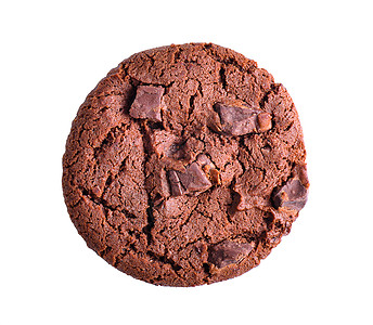 白色背景上孤立的深巧克力软曲奇饼干面包屑蛋糕芯片糖果食物小吃甜点工作室棕色早餐图片