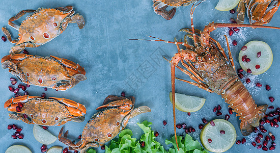 甲壳类食物框架龙虾美食动物甲壳柠檬营养小龙虾高架贝类海鲜图片