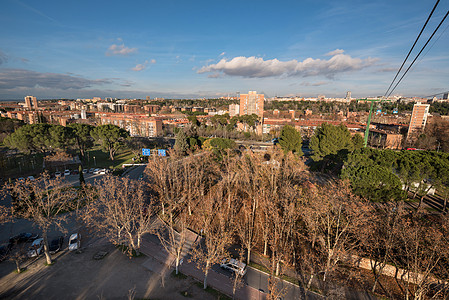 从的马德里市景空中观察大街建筑旅游地标天空纪念碑公园建筑学城市场景图片