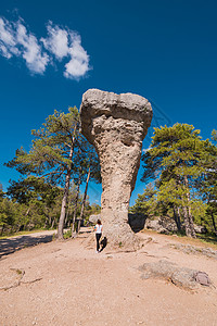 迷人的城市自然公园 西班牙昆卡的一组奇异的石灰岩吸引力花岗岩环境天空松树编队旅游森林沉积城市图片