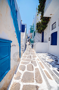 米科诺斯岛 希腊 希腊岛老城粉刷成点状的小巷图片