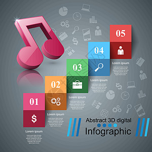 音乐教育信息图表 注释图标商业箭头电脑数字网络钥匙横幅插图高音小册子图片