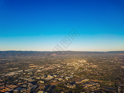 硅谷空中视图城市远景天际旅游技术蓝色天空中心高度风光图片