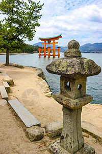 岛神社的漂浮托里门世界寺庙神道旅行牌坊宗教红色地标历史性图片