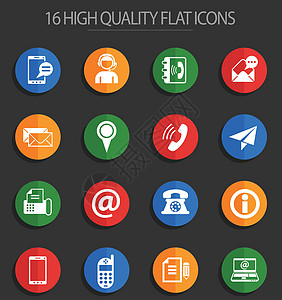 联系我们 16 平面图标笔记本参考书飞机圆形信封电话指针操作员传真电脑图片
