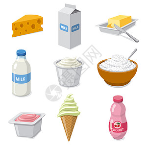 牛奶产品奶制品图标营养插图小屋白色早餐饮食酸奶瓶子卡通片黄油图片