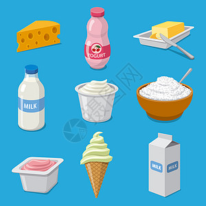 牛奶产品奶制品图标白色饮食早餐插图瓶子食物营养酸奶卡通片黄油图片