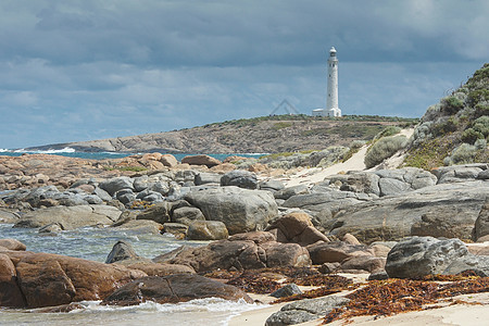 西澳大利亚州Leeuwin角灯塔支撑结构海岸线农村景点全景海滩环境观光生物图片