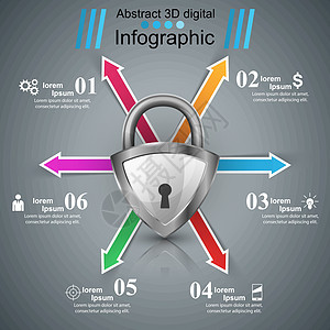 钥匙锁图标 商业信息图互联网横幅推介会数字反射电脑图表圆圈报告保障图片