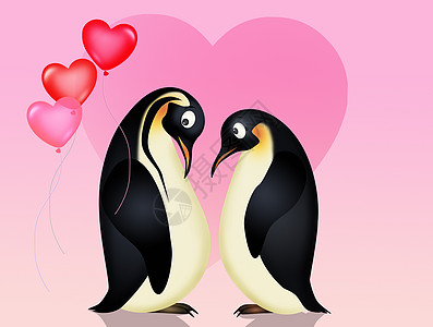 相爱的企鹅羽毛女性庆典夫妻插图鸟类伤害动物翅膀活动图片