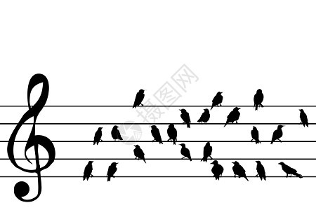 与鸟类交织的抽象音乐图片
