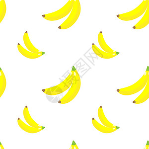 无缝无缝模式 热带装饰品黄香蕉插图乐趣打印水果食物艺术墙纸果汁白色纺织品图片