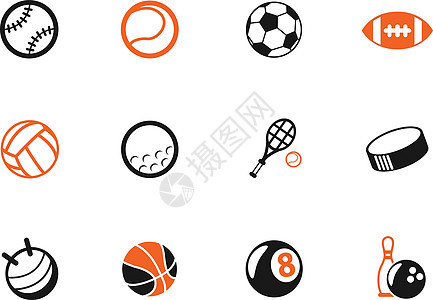 运动球图标 se棒球橙子排球网球球拍垫圈曲棍球足球篮球台球背景图片
