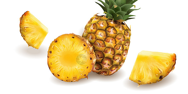 白色背景的菠萝餐厅广告标签插图蜜饯收成包装美食食物水果图片