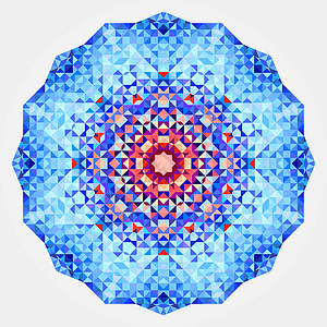 圆形对称数字装饰品 蓝红曼达拉摘要图片