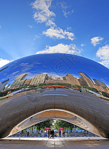 伊利诺伊州芝加哥云门摩天大楼地标建筑反射天际旅游公园雕塑天空吸引力图片