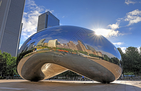 伊利诺伊州芝加哥云门城市旅行建筑学天际景观全景吸引力市中心公园地标图片